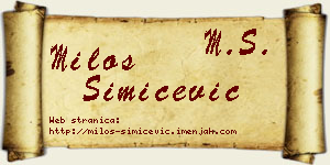 Miloš Simićević vizit kartica